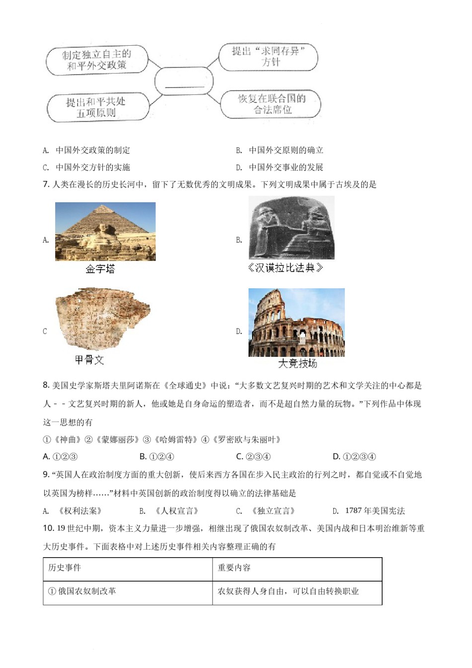 精品解析：2020年辽宁省大连市中考历史试题（原卷版）.docx_第2页