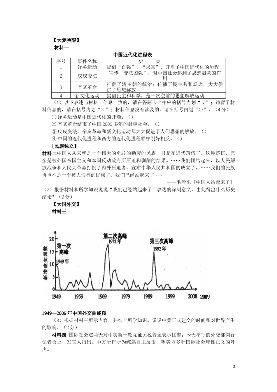 四川省乐山市2019年中考历史真题试题.docx_第3页