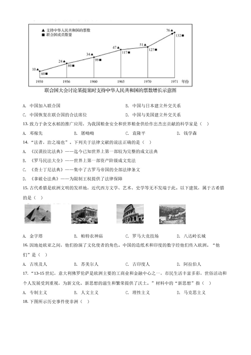 2022年辽宁省盘锦市中考历史真题（空白卷）.docx_第3页