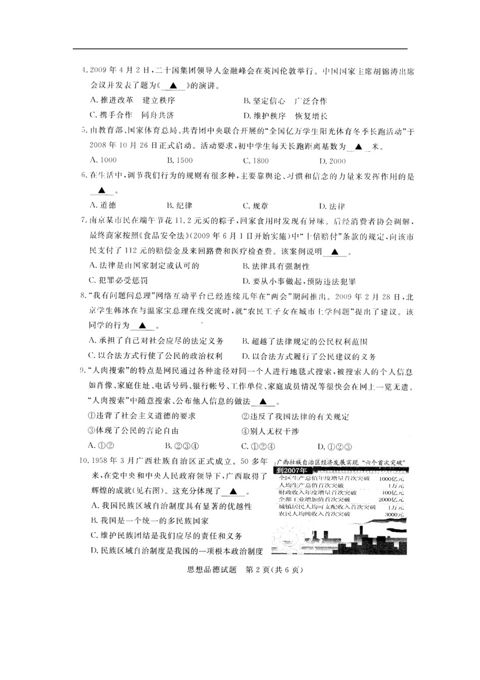 2009年江苏省无锡市政治中考试卷及答案.doc_第2页