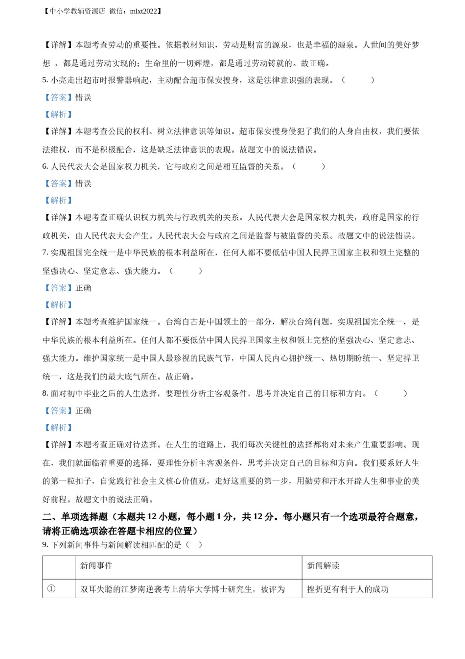 精品解析：2022年山东省菏泽市中考道德与法治真题（解析版）.docx_第2页