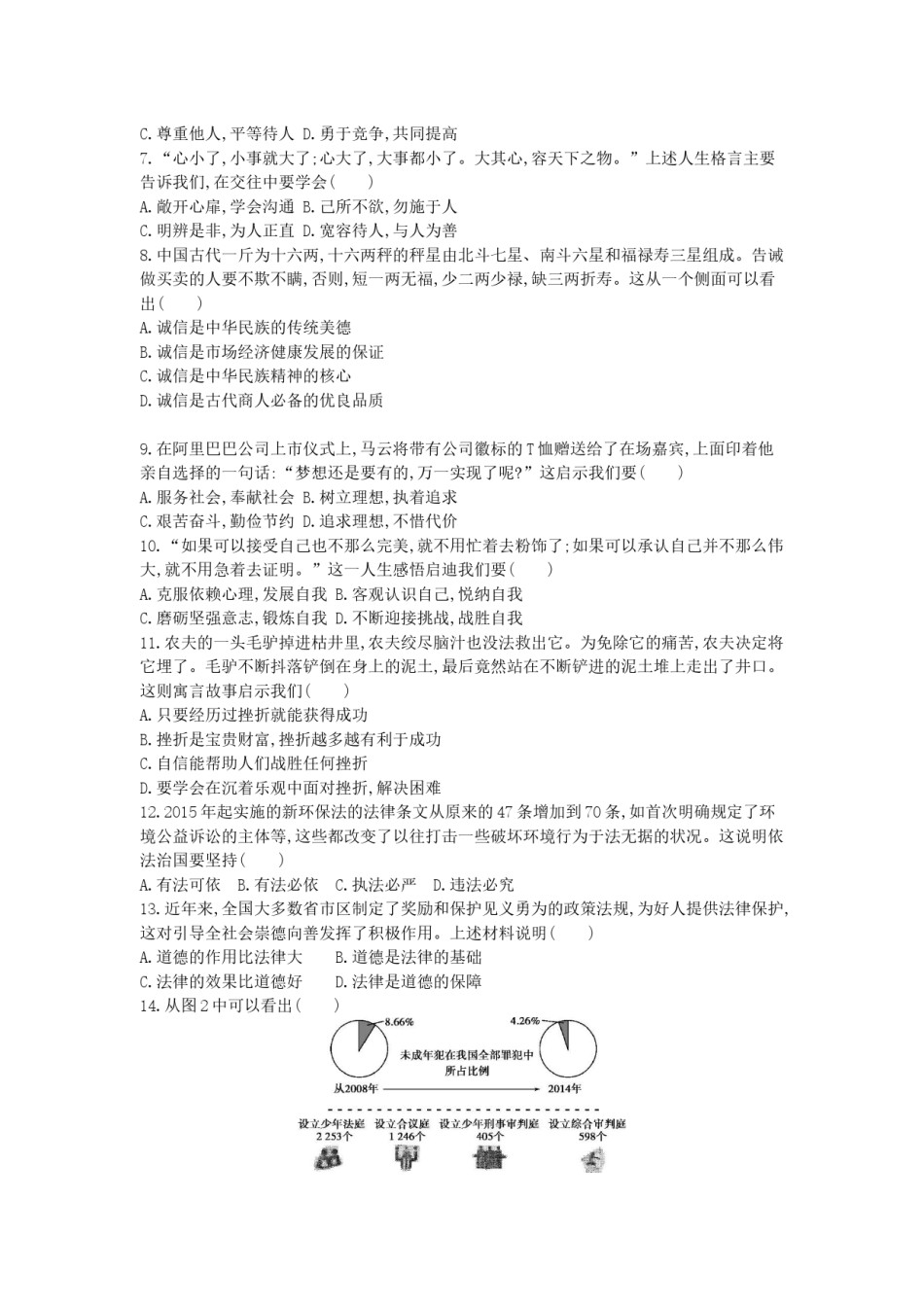 2015年江苏镇江道法试卷 答案 解析（word整理版）.docx_第2页