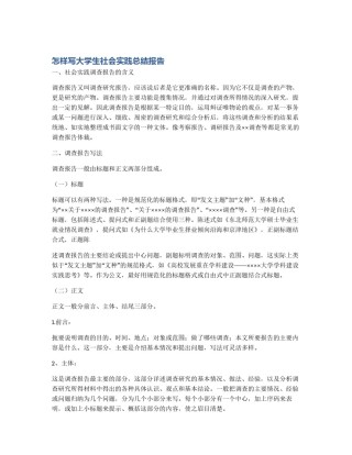 怎样写大学生社会实践总结报告