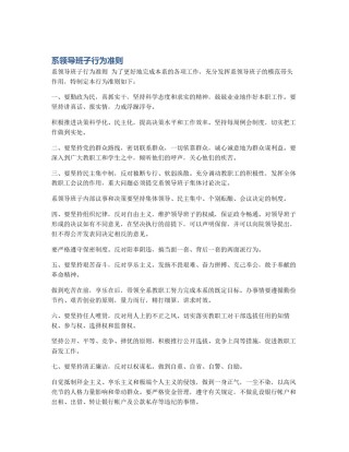 系领导班子行为准则
