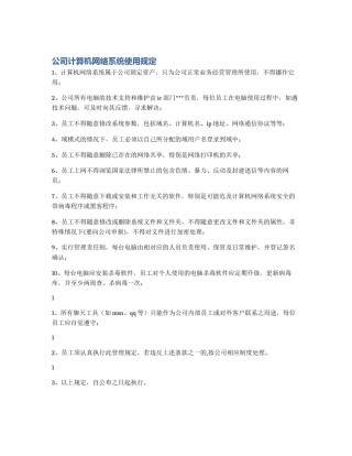公司计算机网络系统使用规定