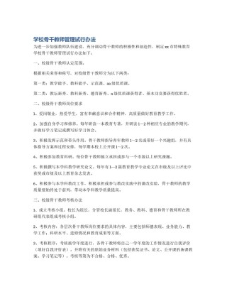 学校骨干教师管理试行办法