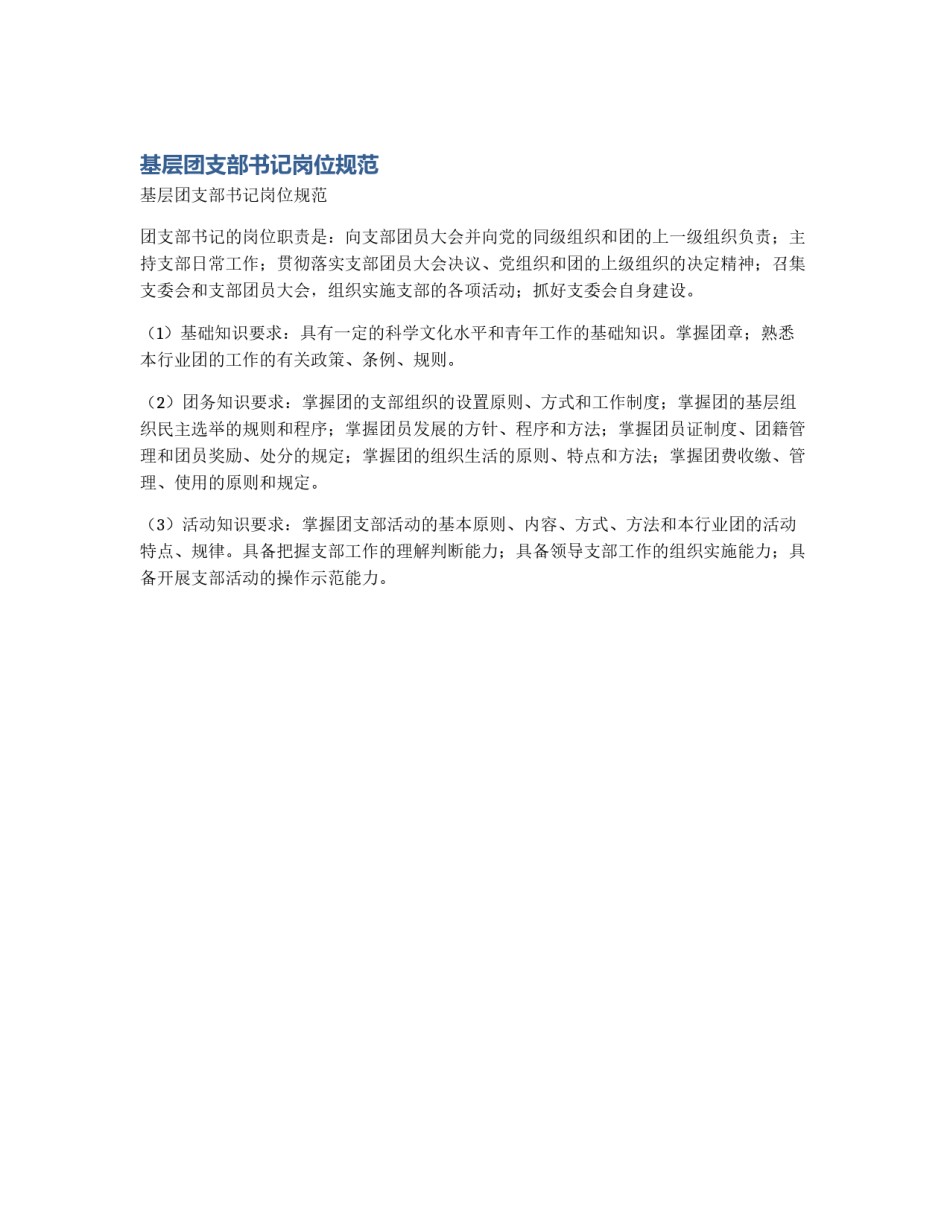 基层团支部书记岗位规范_第1页