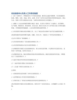 综合信息中心负责人工作责任制度