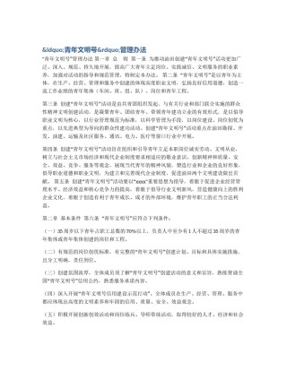 &ldquo;青年文明号&rdquo;管理办法