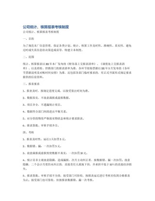 公司统计、核算报表考核制度