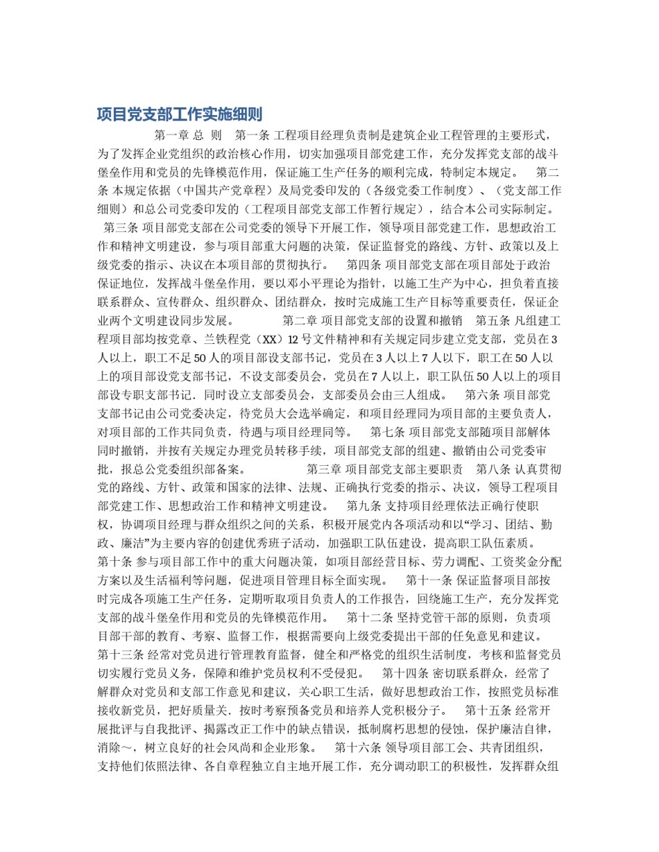 项目党支部工作实施细则_第1页