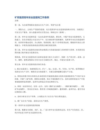 矿务集团青年安全监督岗工作条例