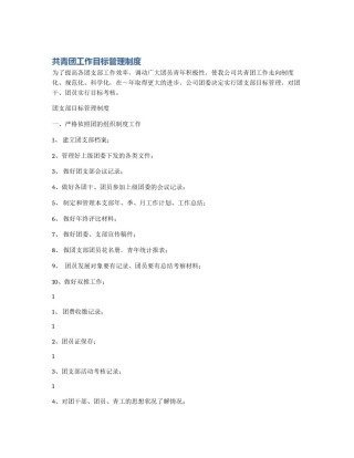 共青团工作目标管理制度
