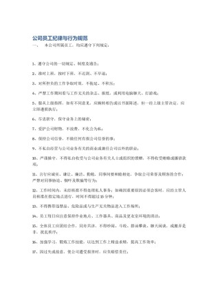 公司员工纪律与行为规范