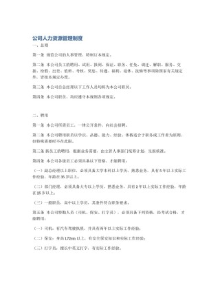 公司人力资源管理制度