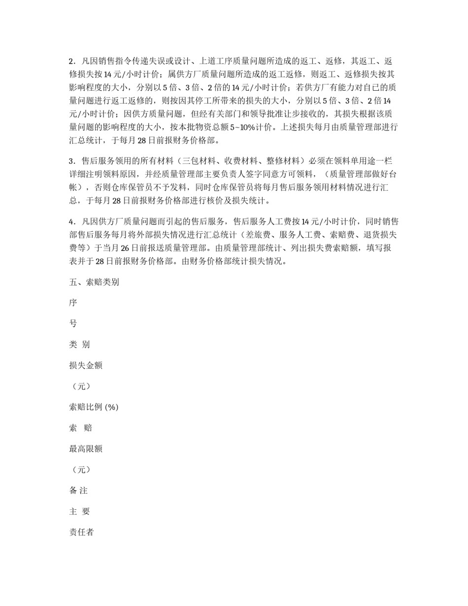 关于内外质量损失索赔的有关规定_第2页