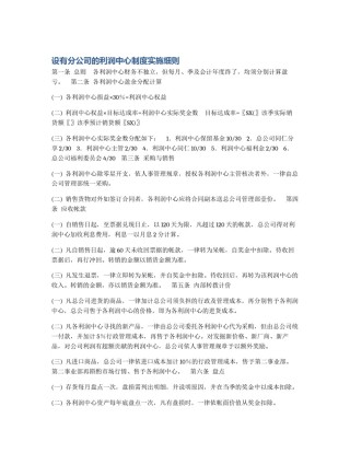 设有分公司的利润中心制度实施细则