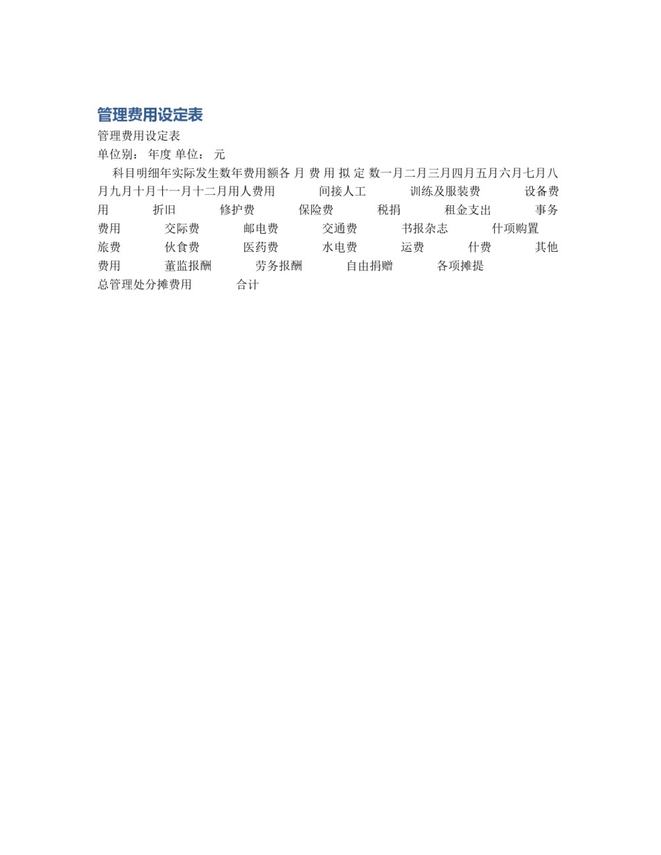 管理费用设定表_第1页