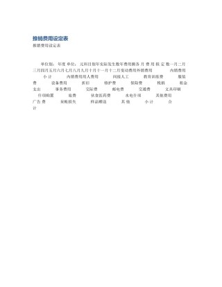 推销费用设定表