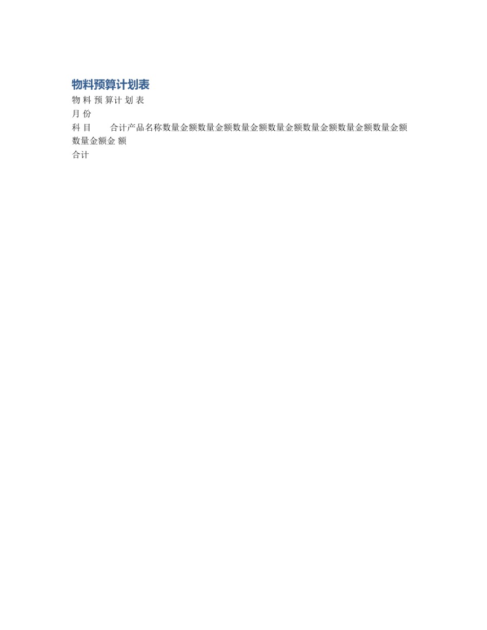 物料预算计划表_第1页