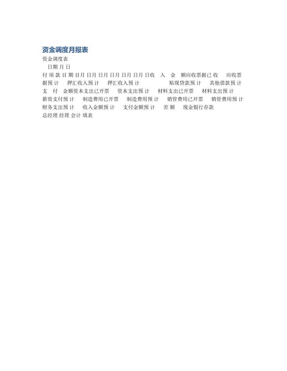 资金调度月报表_第1页