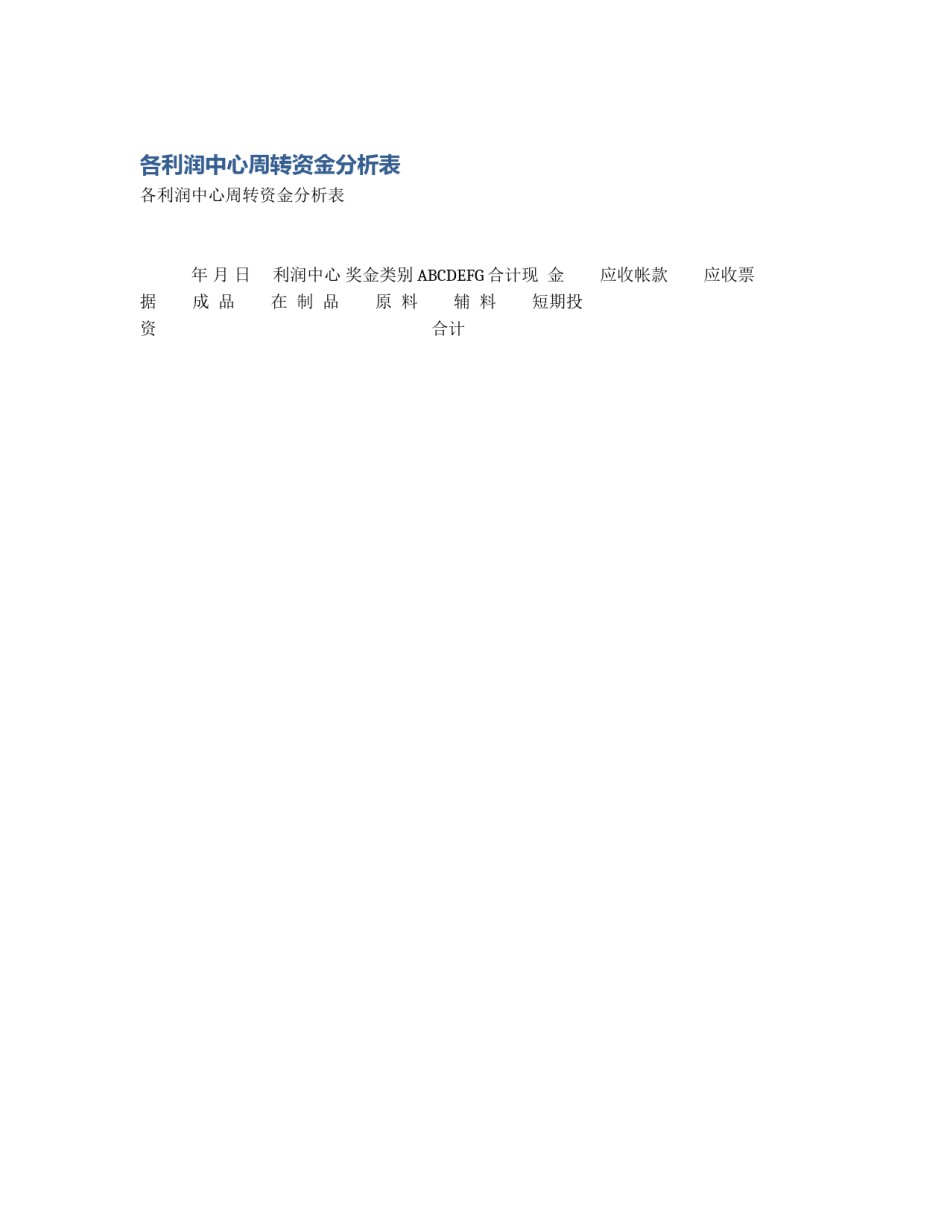 各利润中心周转资金分析表_第1页