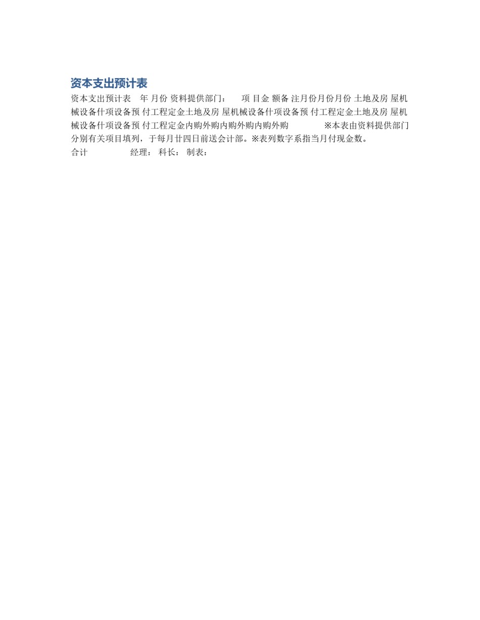 资本支出预计表_第1页
