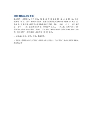 现金/票据盘点报告表