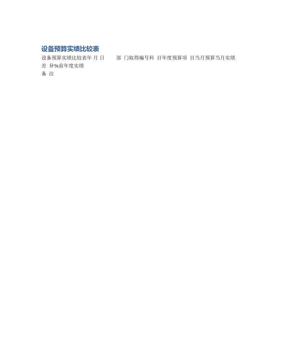 设备预算实绩比较表_第1页
