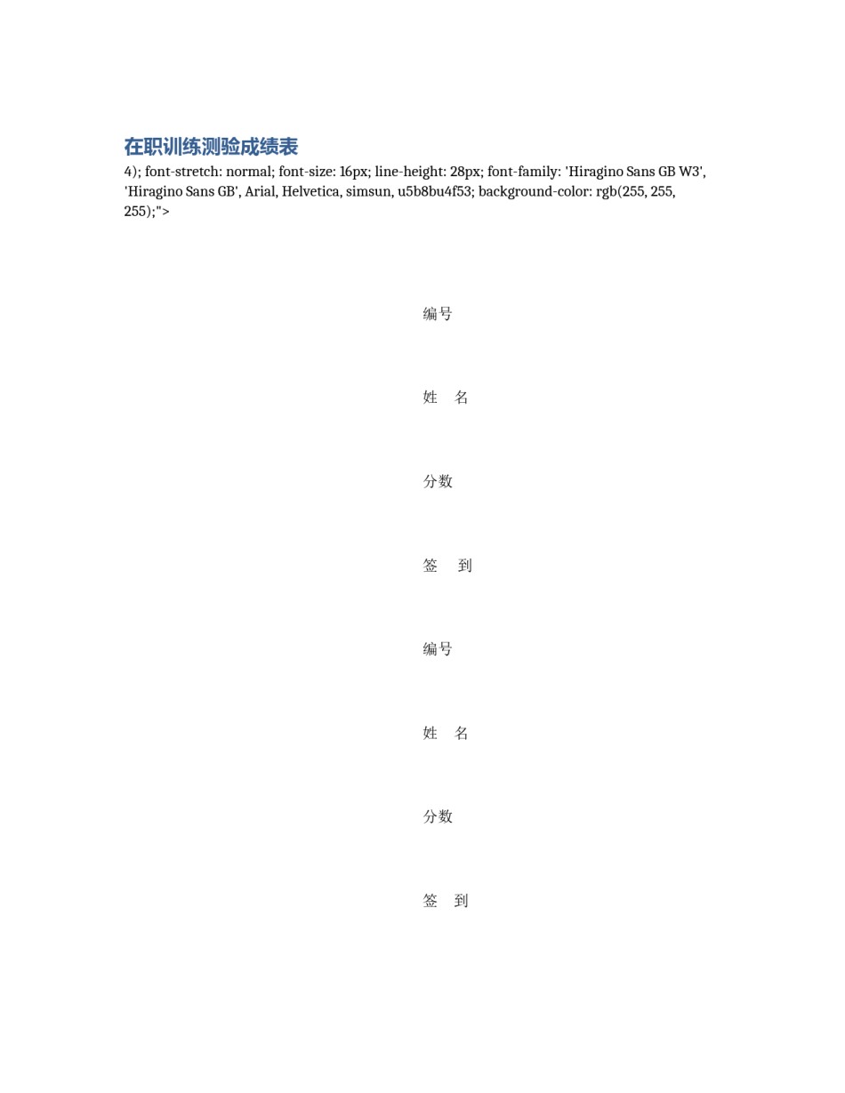 在职训练测验成绩表_第1页