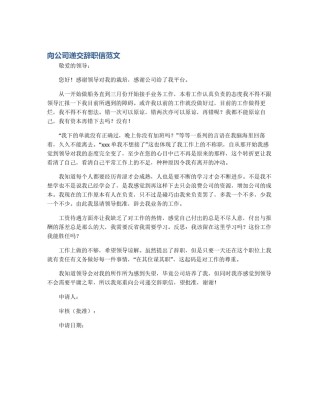 向公司递交辞职信范文