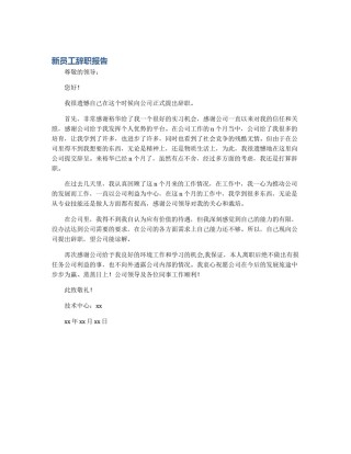 新员工辞职报告