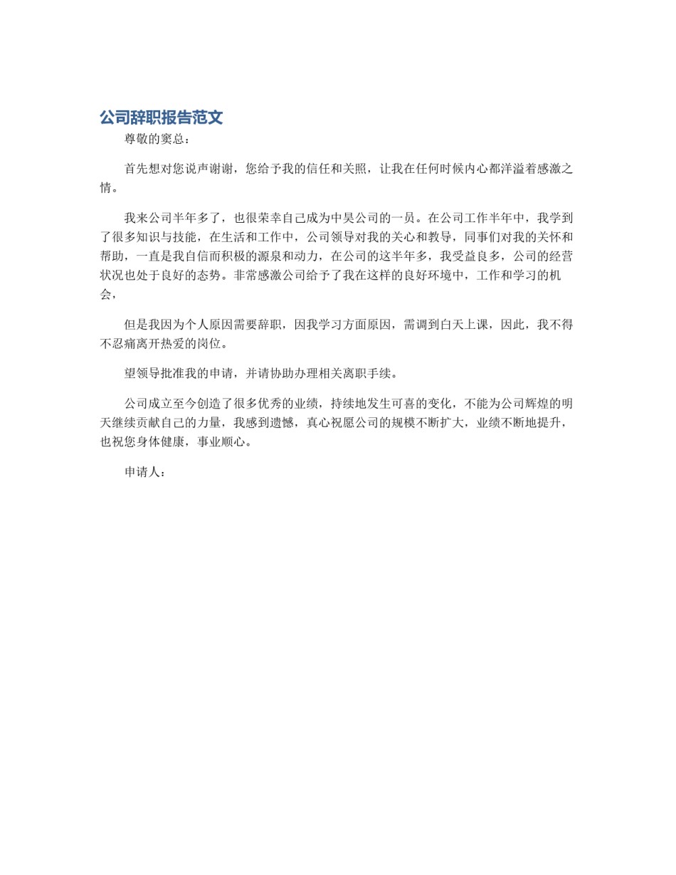 公司辞职报告范文_第1页