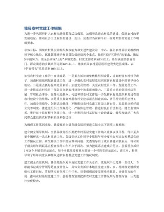 我县农村党建工作措施