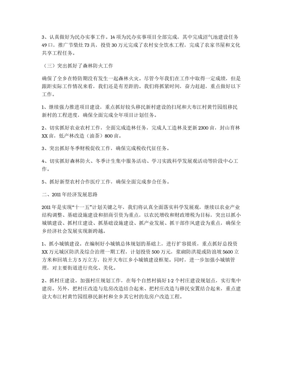 乡政府2011年工作总结及工作思路_第2页