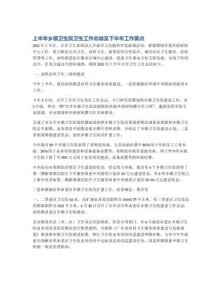 上半年乡镇卫生院卫生工作总结及下半年工作要点