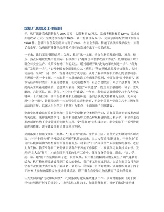煤机厂总结及工作规划