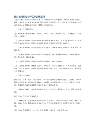 县财政局政务公开工作实施意见