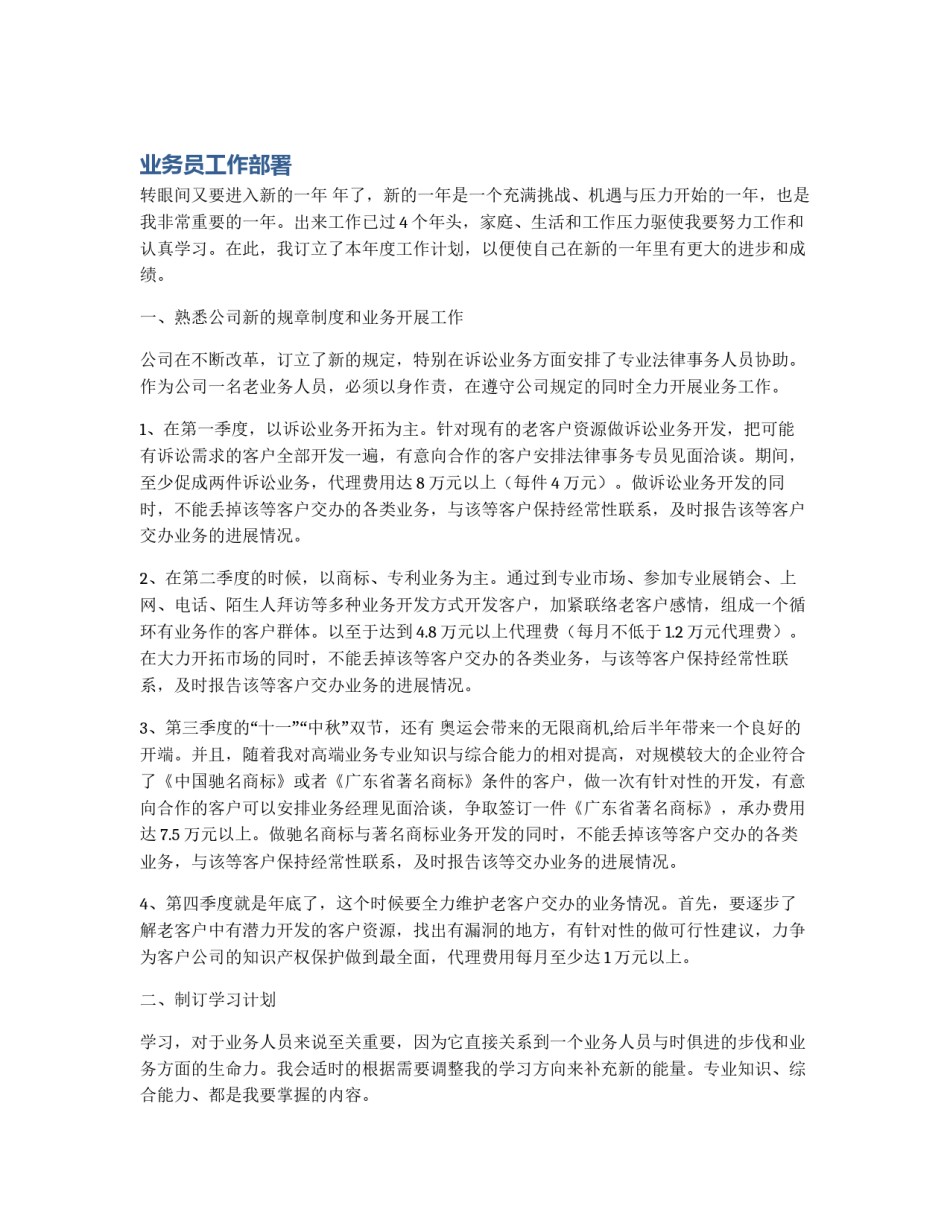 业务员工作部署_第1页