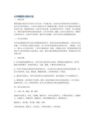 小学舞蹈队训练计划