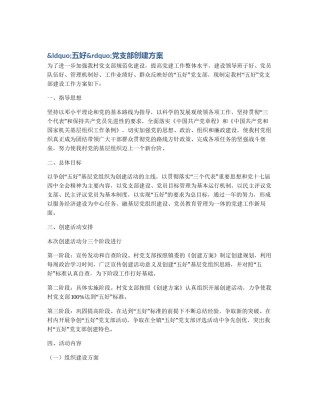 &ldquo;五好&rdquo;党支部创建方案