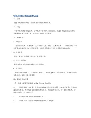 学院校园文化建设企划方案