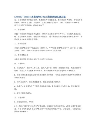 &times;厂&ldquo;杰出青年&rdquo;创评活动实施方案