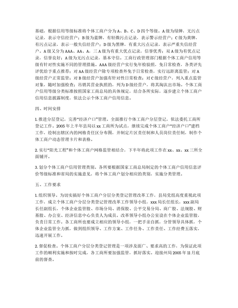 xx县工商局个体工商户分层分类登记改革工作方案_第2页