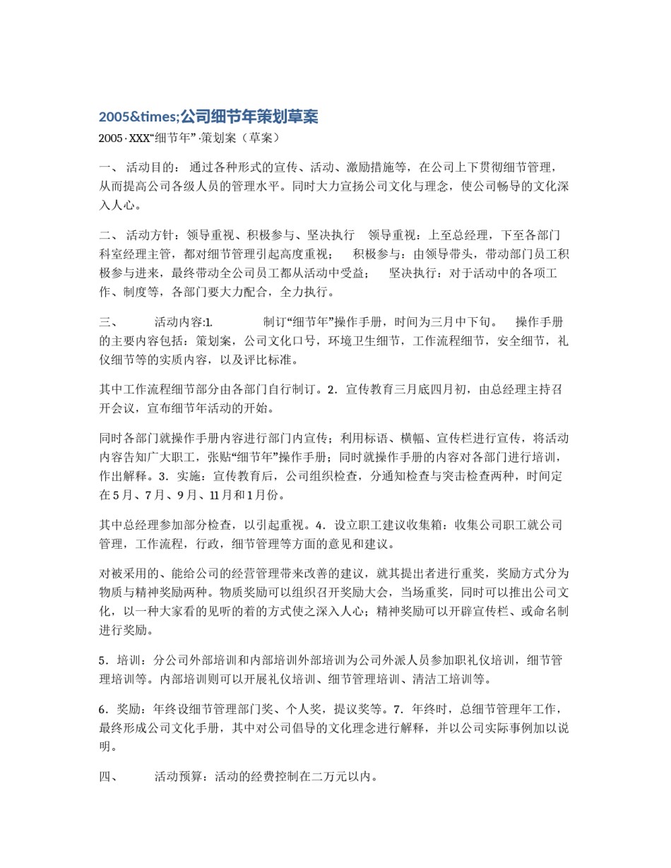 2005×公司细节年策划草案_第1页