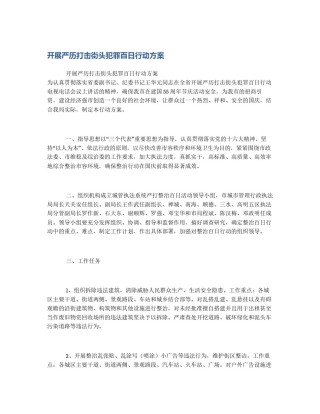 开展严历打击街头犯罪百日行动方案
