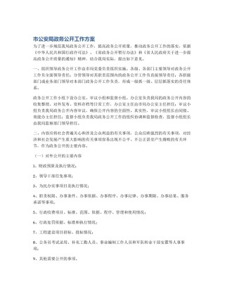市公安局政务公开工作方案