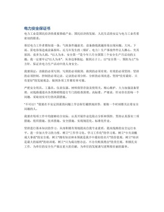 电力安全保证书
