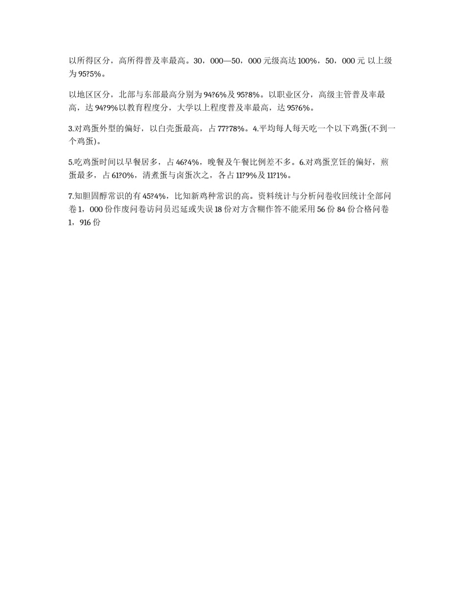 ×××公司肉鸡鸡蛋消费调查问卷范例_第2页