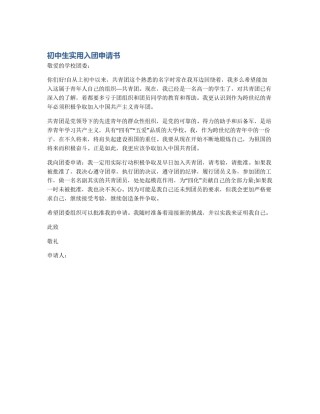初中生实用入团申请书